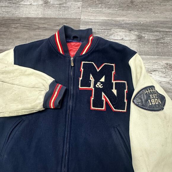 Mitchell & Ness Mens L‎ Wool Insulated Varsity Football Leather Letterman Jacket - Picture 3 of 9